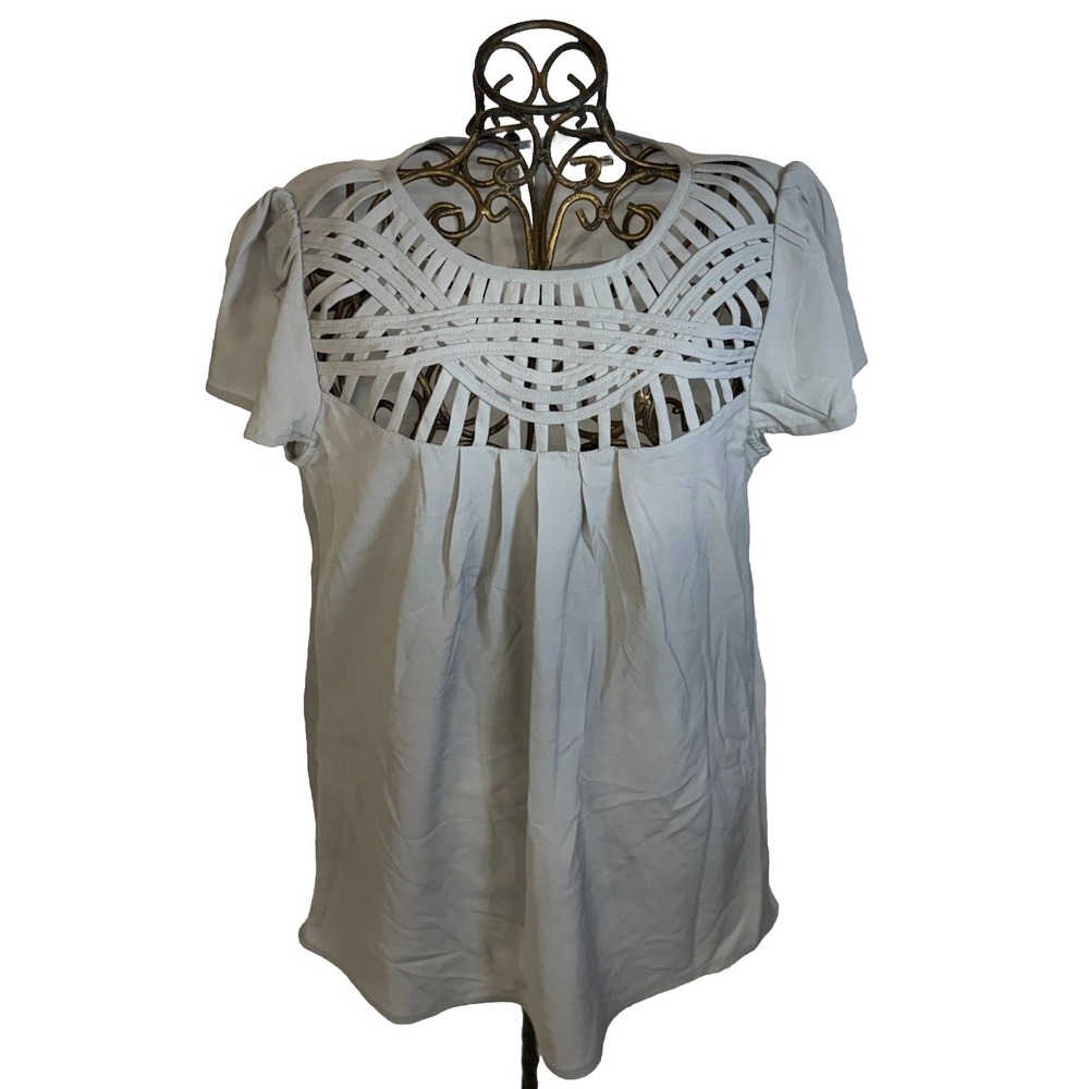 Banana Republic Short Sleeve Crew Neck Mesh Blouse XS Polyester Women's Gray